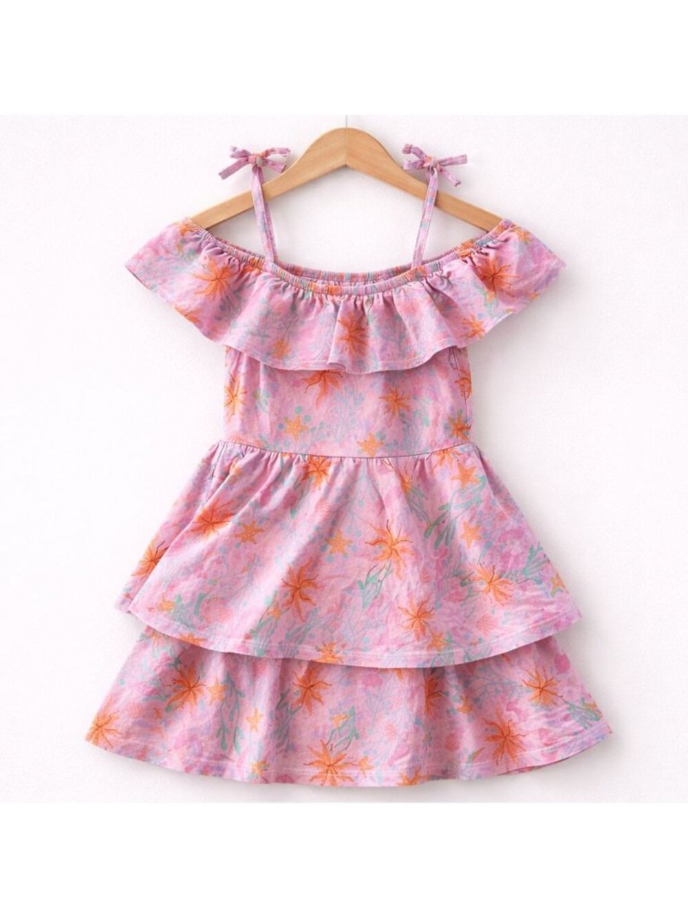 Disney Little Mermaid Dress Girls XS 4/5 Pink Ruffle Ariel Core Ruffle Whimsy